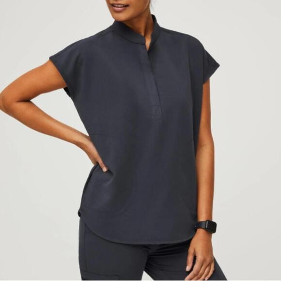 Figs Tops - FIGS Rafaela Oversized Scrub Top Night Sky Blue Size Large